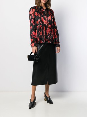 Tory Burch Floral Print Pleated Shirt