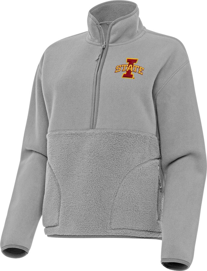 Antigua Women's Iowa State Cyclones Grey Figure 1/4 Zip Pullover, XS, Gray