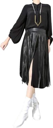 maikun Women's Leather Fringe Dress Belt Gypsy Style Tassel Belt Black  35.4" - ShopStyle
