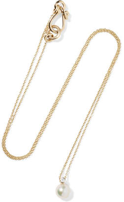 Sophie Bille Brahe Petite Perle Simple 14-karat Gold, Diamond And Pearl Necklace