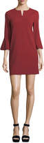 Tibi V-Neck Bell-Sleeve Stretch-Crepe Mini Dress