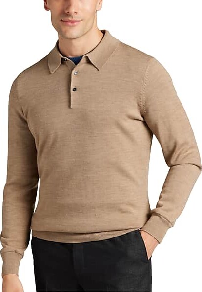 Joseph Abboud Men's Modern Fit Merino Wool Polo Camel - ShopStyle