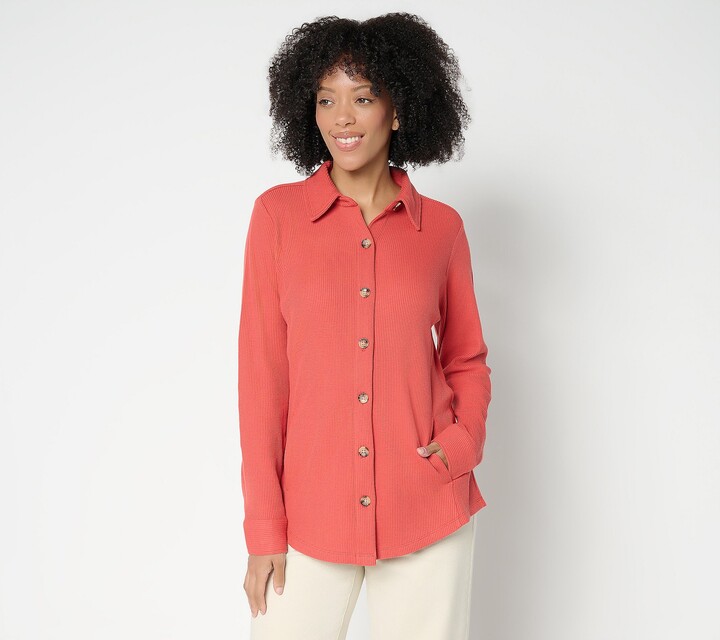 Belle By Kim Gravel As Is Pet Waffle Knit & Jersey Button