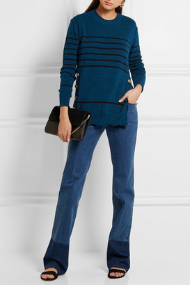 Sonia Rykiel Embellished Striped Knitted Sweater - Blue
