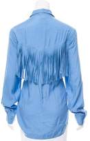 Thumbnail for your product : Torn By Ronny Kobo Fringe-Accented Button-Up Top w/ Tags