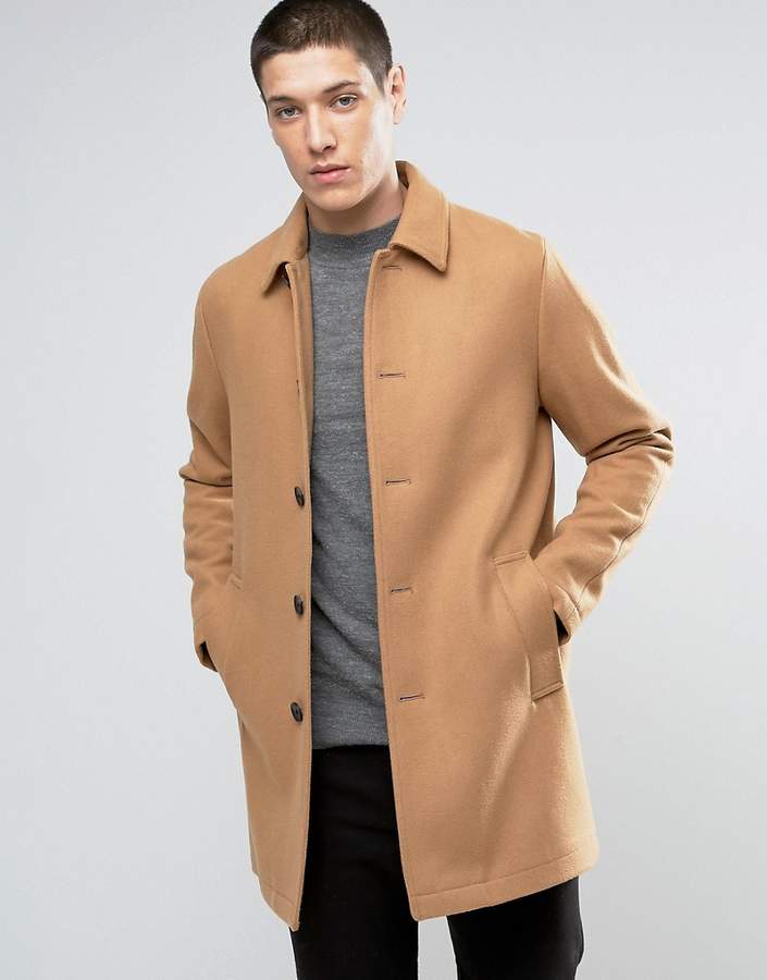 ASOS Wool Mix Trench Coat In Camel - ShopStyle
