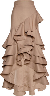 Moda Operandi Women Clothing Skirts Maxi Skirts Womens Ruffled Cotton Maxi Skirt /brown Moda Operandi 