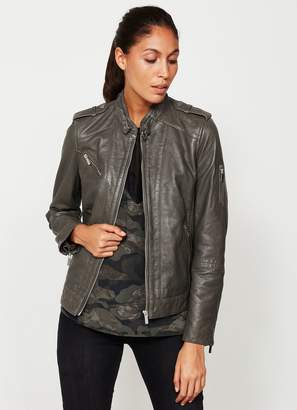 Mint Velvet Khaki Leather Jacket