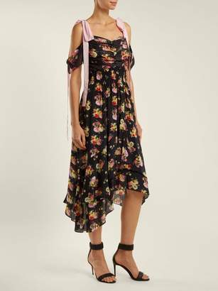 Preen Line Dehebra Ruched Floral Print Georgette Dress - Womens - Black Print