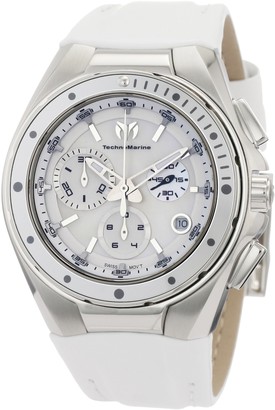 Technomarine Cruise Steel Women's Quartz Watch with White Dial Chronograph Display and White Leather Strap 110005L