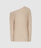 Thumbnail for your product : Reiss SOFFIE STRIPED OFF-THE-SHOULDER TOP Nude