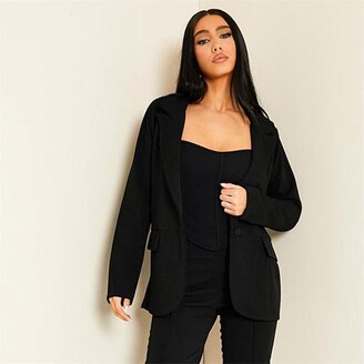 I SAW IT FIRST Black Oversized Single Breasted Blazer With Pockets