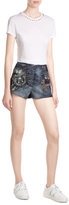 Thumbnail for your product : Valentino Denim Shorts with Embroidered Butterflies