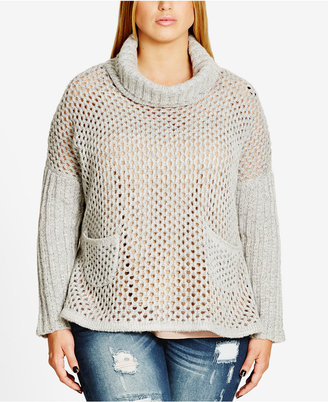 City Chic Trendy Plus Size Pointelle Sweater