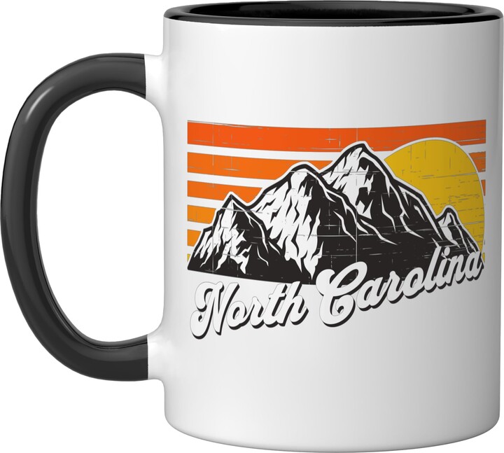 North Carolina USA Outdoor Vintage North Carolina Ceramic Mug, Black/White