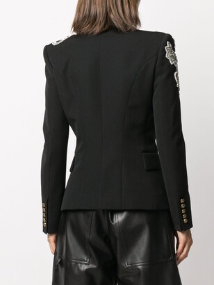 Balmain Lace-Detailing Double-Breasted Blazer