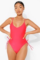 Thumbnail for your product : boohoo Petite Lace Up Scoop Swimsuit