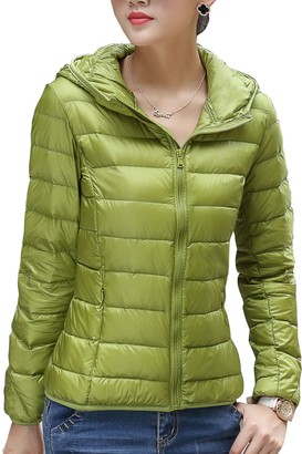 green packable down jacket