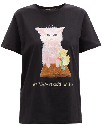 The Vampire's Wife The Ice Cream Cat-print Cotton-jersey T-shirt - Black -  ShopStyle
