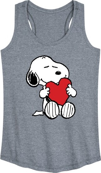 Peanuts Women'sPeanutsValentineSnoopyHeartGraphicRacerbackTank-HeatherGrey-Medium