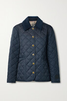 Thumbnail for your product : Burberry Reversible Corduroy-trimmed Quilted Shell And Checked Cotton Jacket - Midnight blue