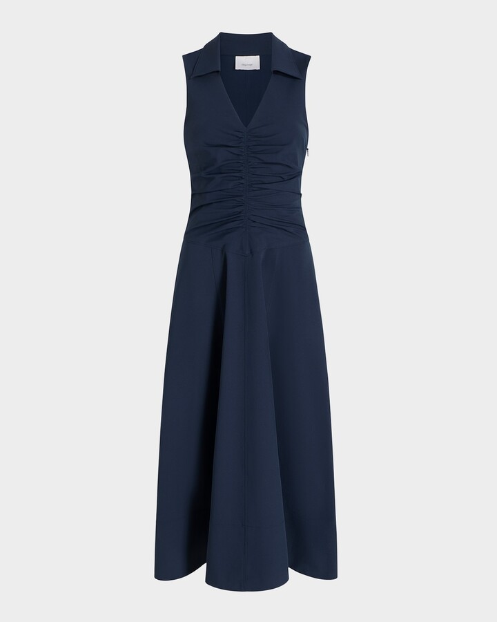 Cinq à Sept Kilda Ruched V-Neck Midi Dress