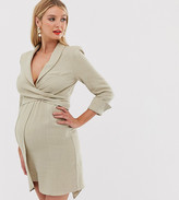 Thumbnail for your product : ASOS Maternity DESIGN Maternity mini tux dress in linen