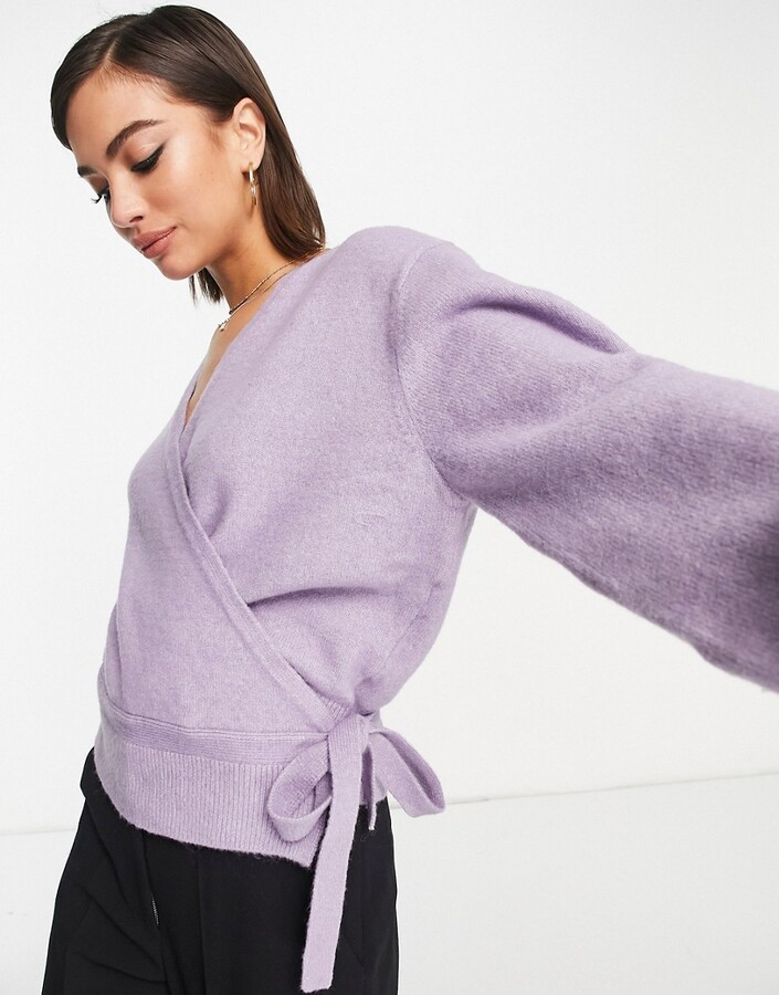 purple wrap sweater