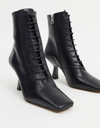 CHIO Exclusive lace up heeled ankle boots in black leather