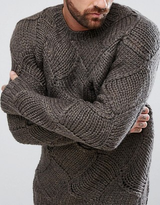 ASOS Wool Mix Hand Knitted Jumper With All Over Texture