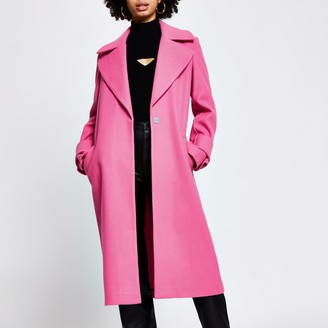 River Island Womens Pink cuff detail long sleeve coat