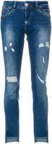 Thumbnail for your product : Philipp Plein distressed high low raw hem skinny jeans
