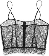 Thumbnail for your product : Kiki de Montparnasse Enchante stretch charmeuse-trimmed Chantilly lace camisole