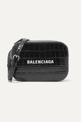 Balenciaga Everyday Xs Aj Printed Croc-effect Leather Camera Bag - Black -  ShopStyle