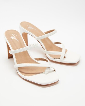 Spurr Women's White Heeled Sandals - Chantelle Heels