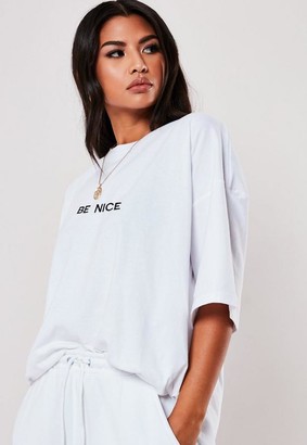 Missguided White Drop Shoulder Oversized T Shirt