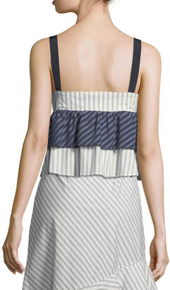 Joie Marjie V-Neck Sleeveless Tiered Striped Top