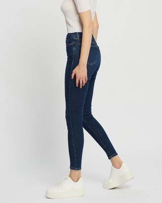 Topshop Women's Blue High-Waisted - Jamie Jeans - Size W32/L30 at The Iconic