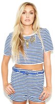 Thumbnail for your product : West Coast Wardrobe Set Sail Stripped Crop Top in Navy and White Stripe