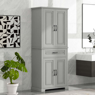 Wildon Home Bathroom Storage Cabinet With Doors And Drawer, Multiple Storage Space, Adjustable Shelf