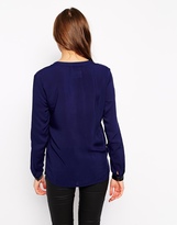 Thumbnail for your product : B.young V Neck Long Sleeve Shirt With PU Trim
