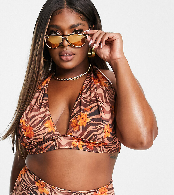 ASOS Curve ASOS DESIGN Curve mix and match halter plunge bikini