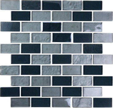 Abolos Landscape 1 in. x 2 in. Translucent Glass Plastic Face Mounted Brick Mosaic Designer Pool Tile