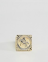 Thumbnail for your product : ASOS Square Soverign Ring in Gold Plated