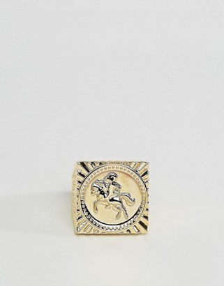 ASOS Square Soverign Ring in Gold Plated