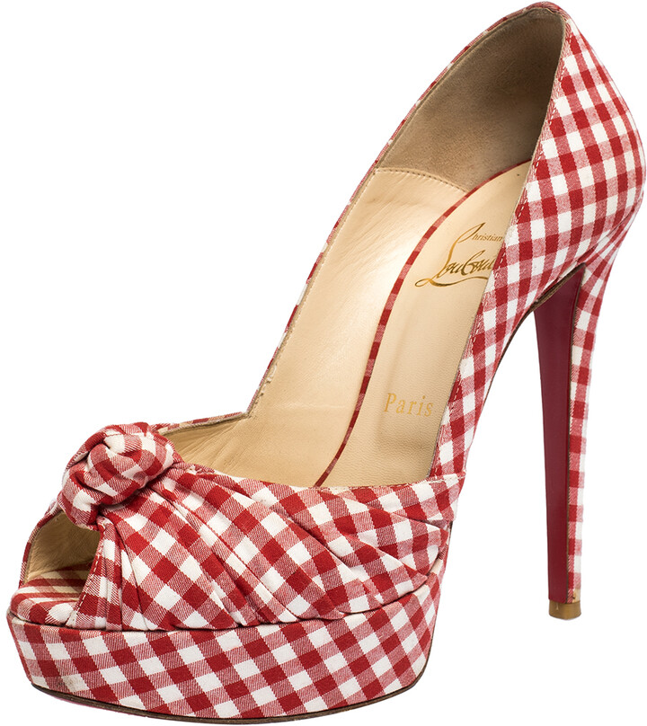 red and white gingham shoes