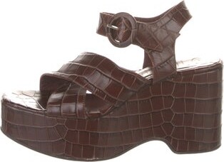 STAUD Embossed Leather Slingback Pumps
