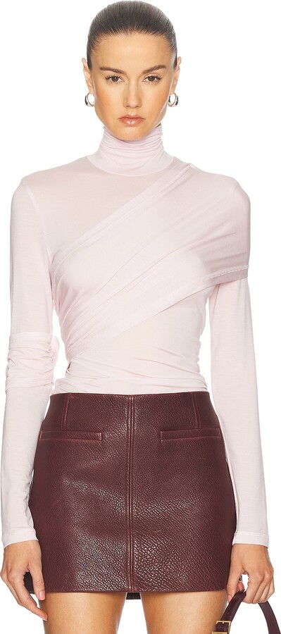 Helmut Lang Turtleneck Wrap Top in Pink