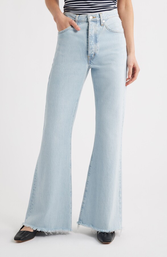 Frame The Lax Frayed High Waist Flare Jeans
