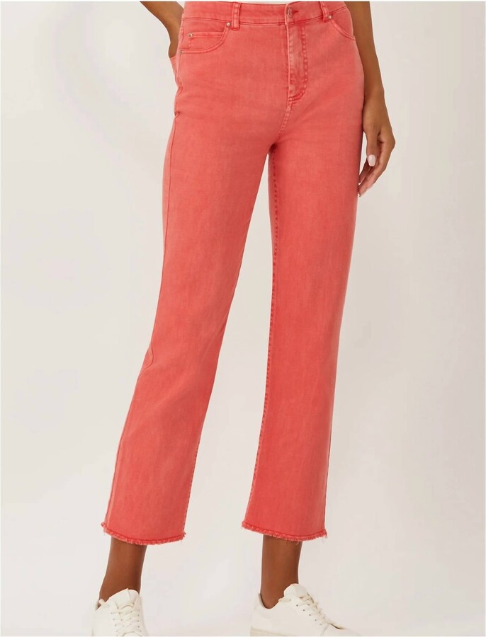 Ecru La Cienega Straight Leg Cropped Jean In Washed Scarlet